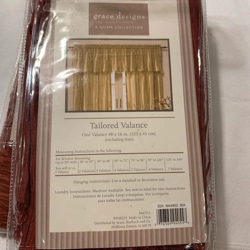 Grace designs 2 tailored valances rust/maroon‎ NWT total of 2 packages